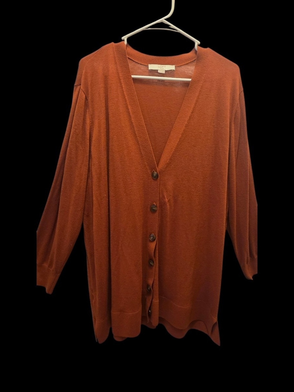 LOFT Women's Rust Button-Front Cardigan